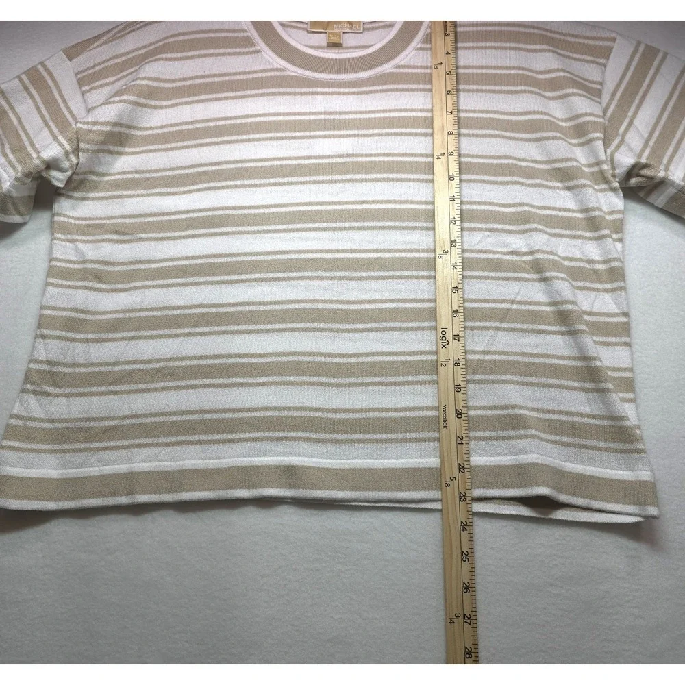 Michael Kors Women's Relaxed Fit Dune Stripe Soft‎ Knit Top XL NWT $88 MSRP